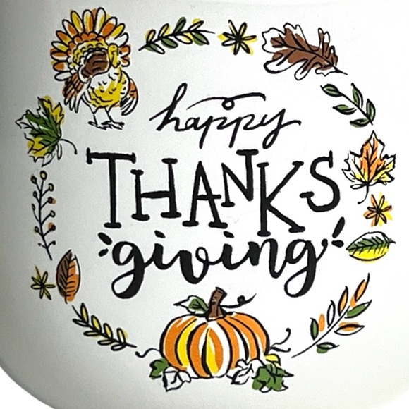 New Large White Stoneware Happy Thanksgiving Mug - Picture 2 of 11